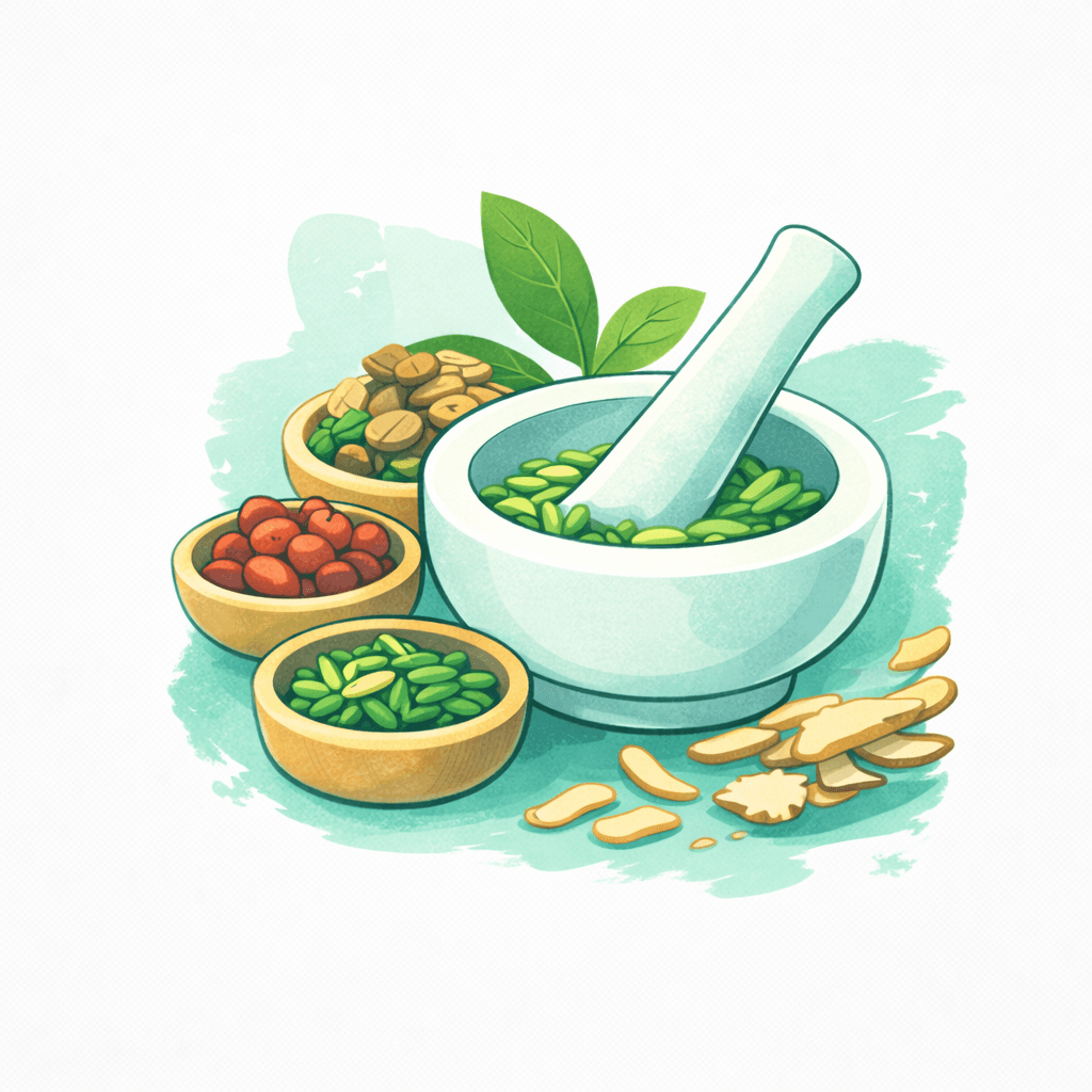 Herbal medicine preparation illustration